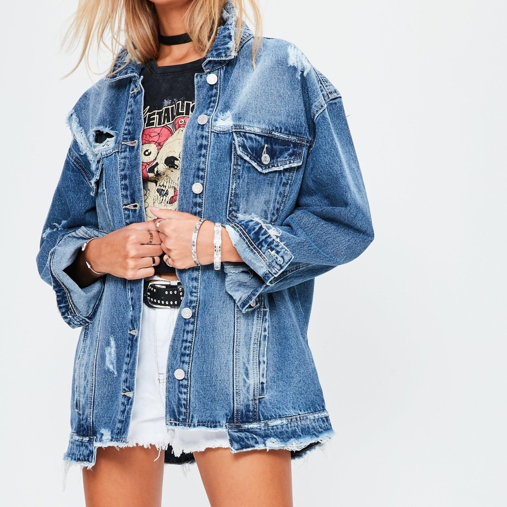 Missguided raw hem denim jacket / sz 6 / New